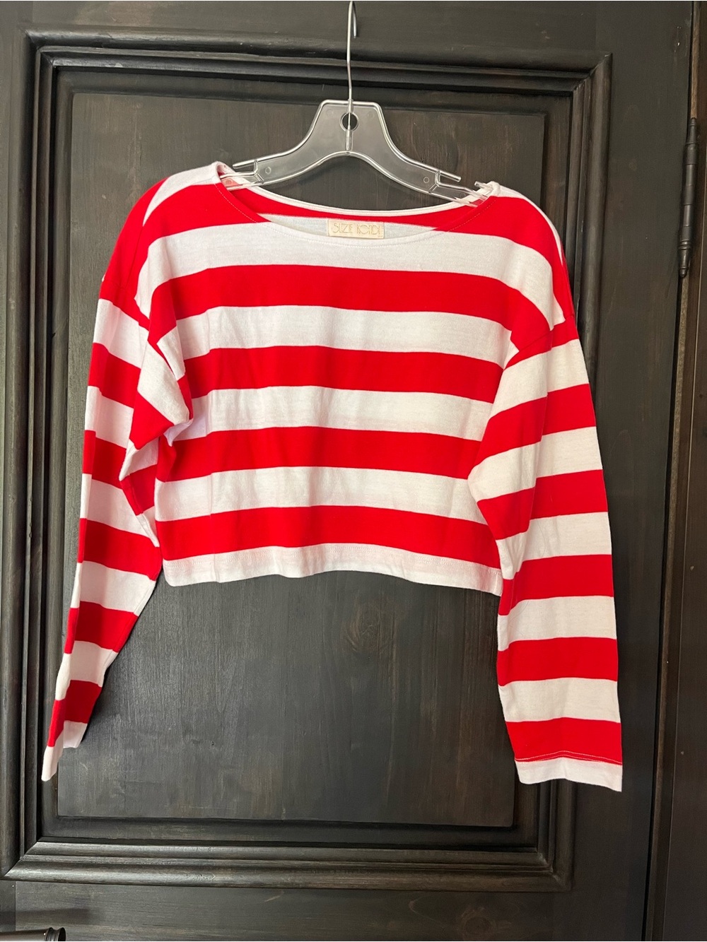 Suzi Kondi Red and White Striped Long Sleeve Crop Tee